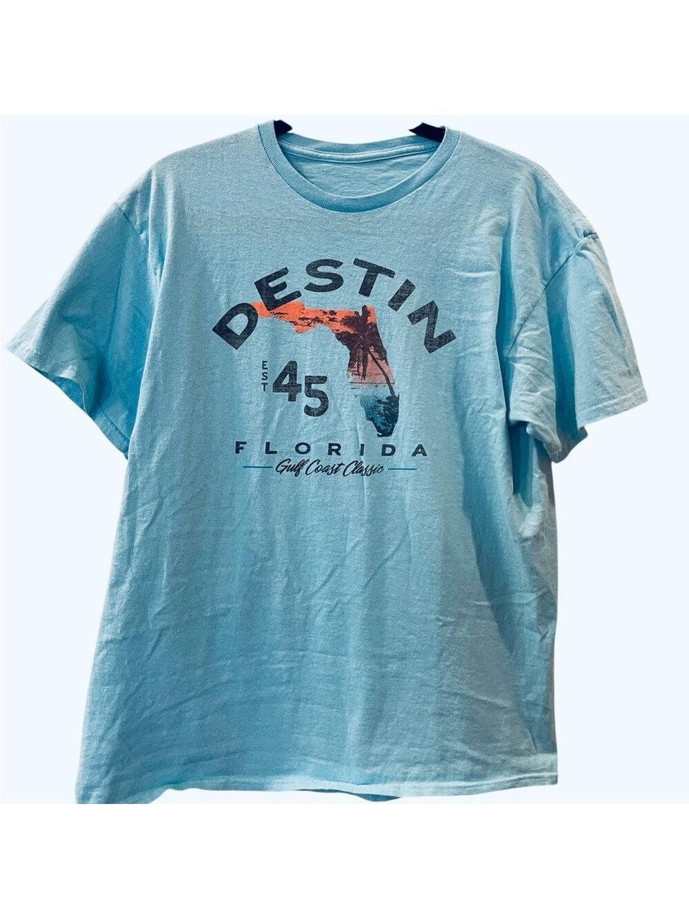 Destin Florida Men’s Gulf Coast Classic Souvenir Blue Cotton T-shirt Size: Large
